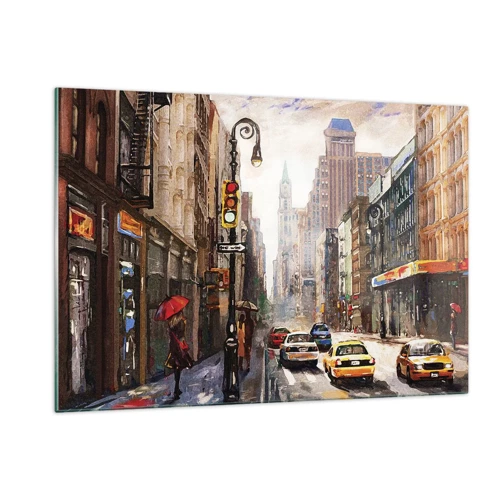 Glass picture - New York - Colourful in Rain - 120x80 cm