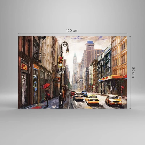 Glass picture - New York - Colourful in Rain - 120x80 cm