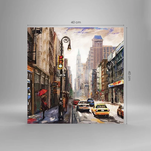 Glass picture - New York - Colourful in Rain - 40x40 cm