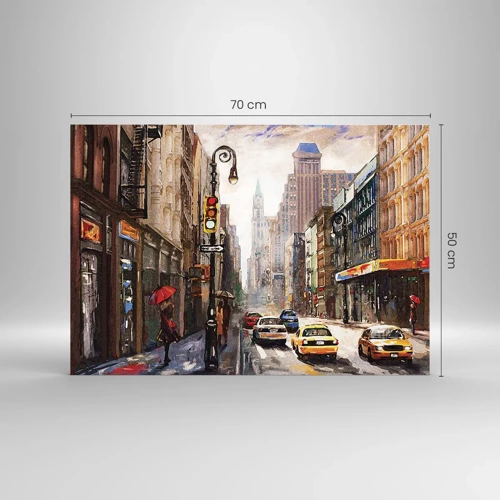 Glass picture - New York - Colourful in Rain - 70x50 cm