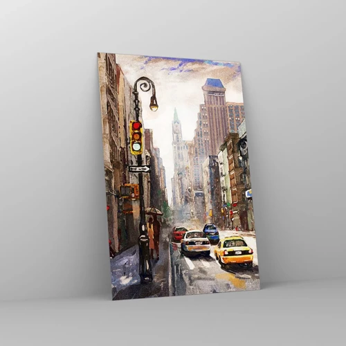 Glass picture - New York - Colourful in Rain - 80x120 cm