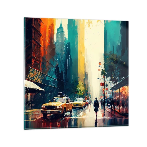 Glass picture - New York - Even Rain Is Colourful - 30x30 cm