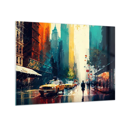 Glass picture - New York - Even Rain Is Colourful - 70x50 cm
