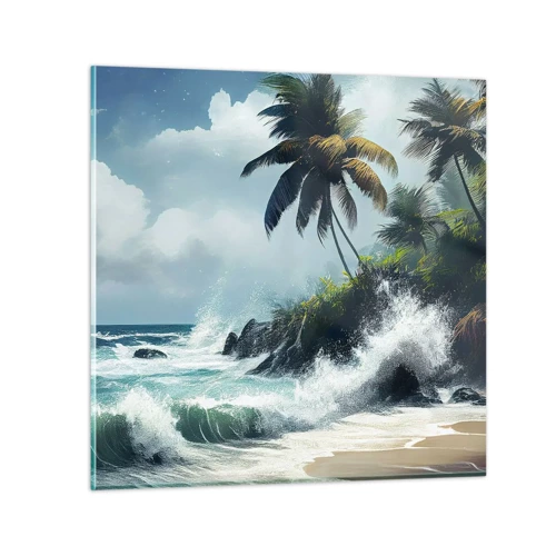 Glass picture - On a Tropical Shore - 30x30 cm