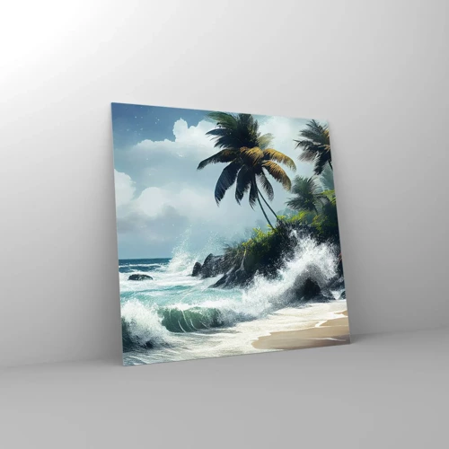 Glass picture - On a Tropical Shore - 50x50 cm