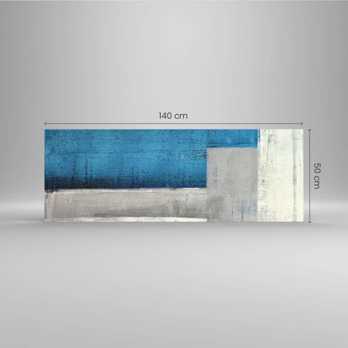 Glass picture - Poetic Composition of Blue and Grey - 140x50 cm