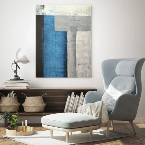 Glass picture - Poetic Composition of Blue and Grey - 70x100 cm