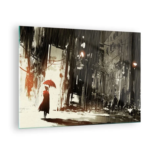 Glass picture - Poetry of a Red Umbrella - 70x50 cm