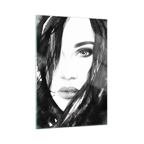 Glass picture - Portriat of a Lady in  Black and White - 50x70 cm