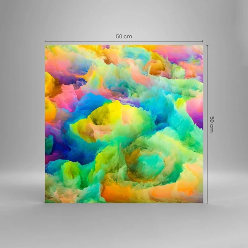 Glass picture - Rainbow Fluff - 50x50 cm