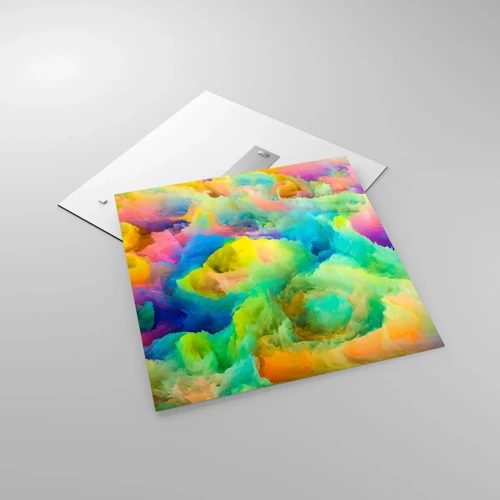 Glass picture - Rainbow Fluff - 60x60 cm
