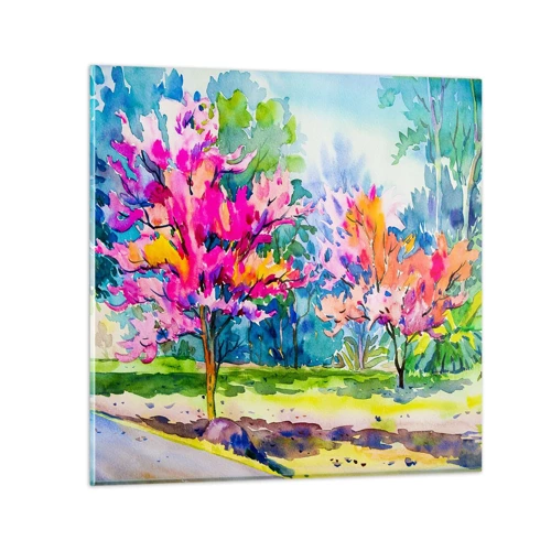 Glass picture - Rainbow Garden in Spring Light - 30x30 cm