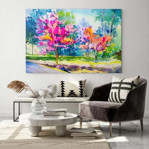 Glass picture - Rainbow Garden in Spring Light - 70x50 cm