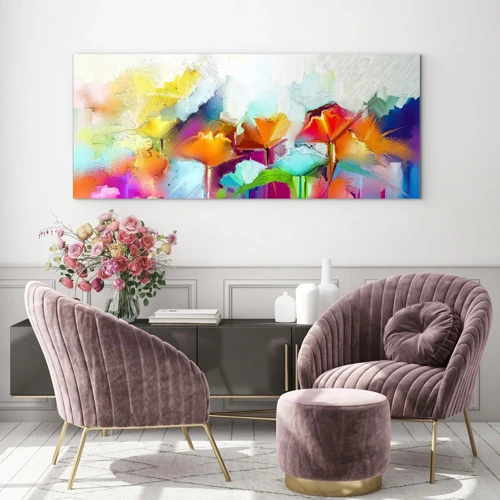 Glass picture - Rainbow Has Bloomed - 140x50 cm