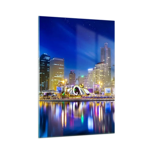 Glass picture - Rainbow Night of a Metropolis - 50x70 cm