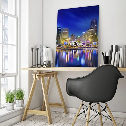 Glass picture - Rainbow Night of a Metropolis - 50x70 cm