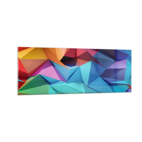 Glass picture - Rainbow Origami - 140x50 cm