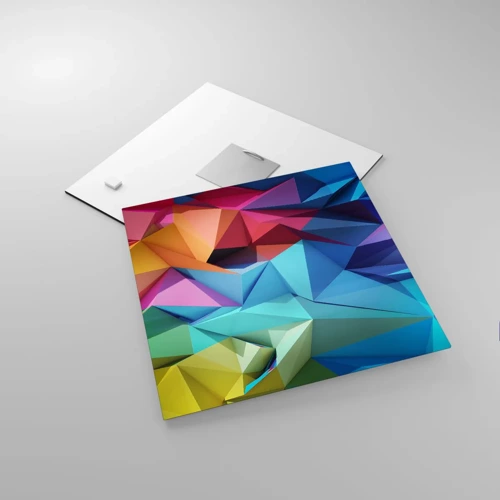Glass picture - Rainbow Origami - 30x30 cm