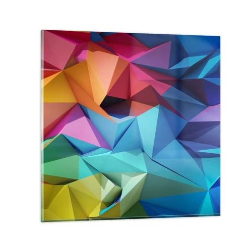 Glass picture - Rainbow Origami - 70x70 cm