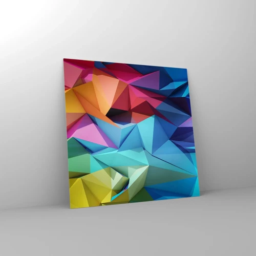 Glass picture - Rainbow Origami - 70x70 cm