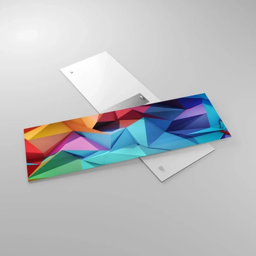 Glass picture - Rainbow Origami - 90x30 cm