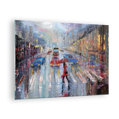 Glass picture - Rainy Afternoon in a City - 70x50 cm