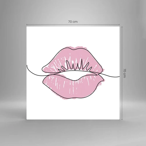 Glass picture - Ready for a Kiss? - 70x70 cm