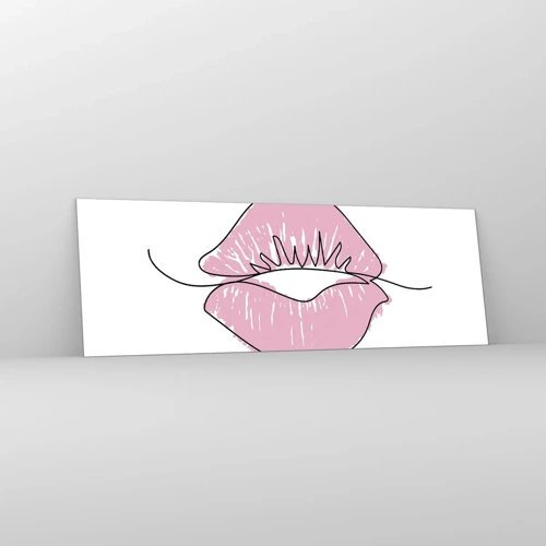 Glass picture - Ready for a Kiss? - 90x30 cm