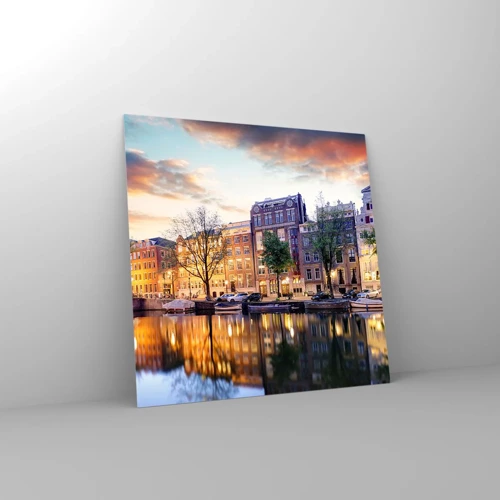 Glass picture - Reserved and Calm Dutch Beaty - 70x70 cm