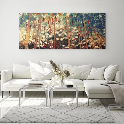 Glass picture - Secret Life of Leaves - 100x40 cm