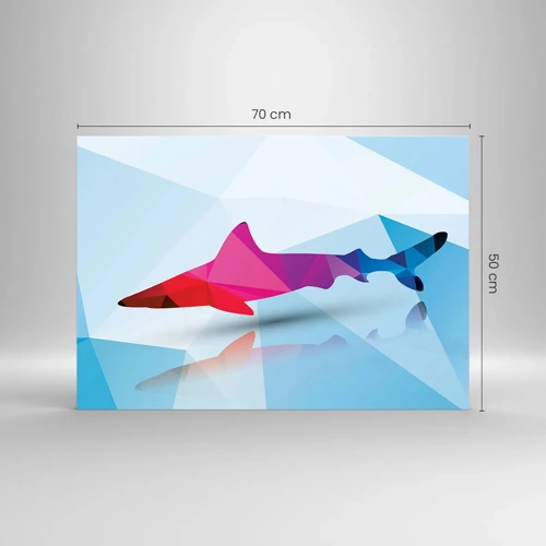 Glass picture - Shark in a Crystal Environment - 70x50 cm