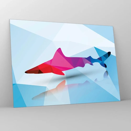 Glass picture - Shark in a Crystal Environment - 70x50 cm