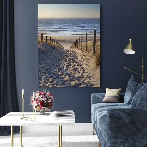 Glass picture - Sound of the Sea, Singing of the Birds, Wild Beach among Grass - 50x70 cm