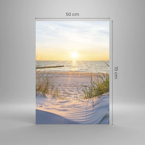 Glass picture - Sound of the Sea, Singing of the Birds, Wild Beach among Grass - 50x70 cm