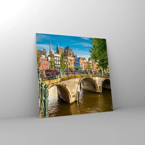 Glass picture - Spring over the Canal - 60x60 cm