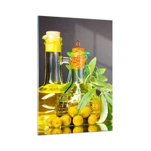 Glass picture - Still Life with Olives and Olive Oil - 50x70 cm