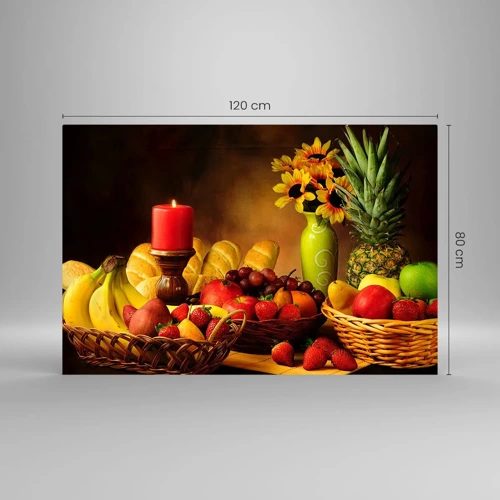 Glass picture - Still Nature with Bread and Fruit - 120x80 cm