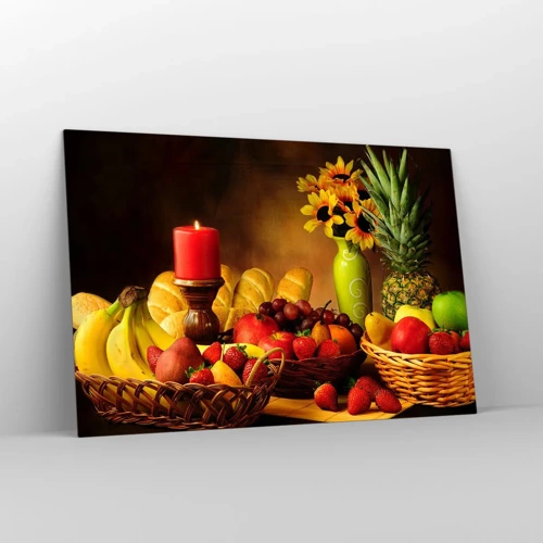 Glass picture - Still Nature with Bread and Fruit - 120x80 cm