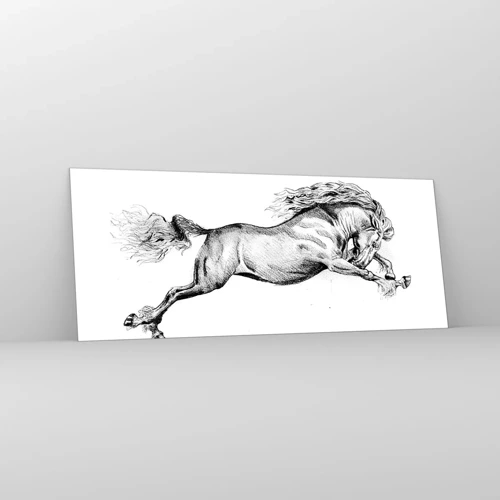Glass picture - Stopped at a Gallop - 100x40 cm