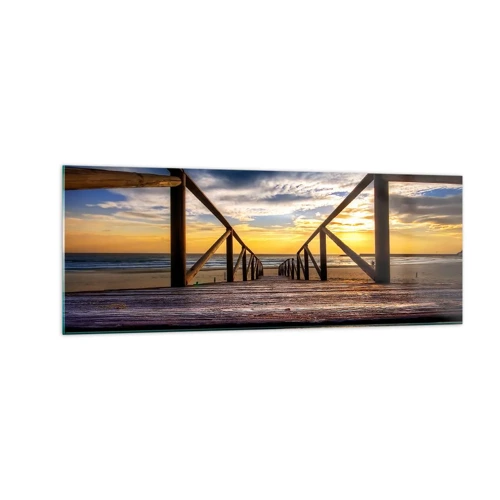 Glass picture - Straight to a Quiet Beach at Sunset - 140x50 cm