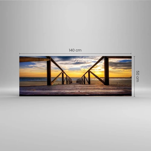 Glass picture - Straight to a Quiet Beach at Sunset - 140x50 cm