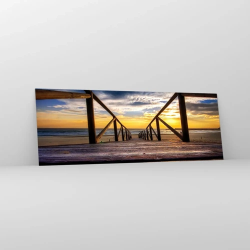 Glass picture - Straight to a Quiet Beach at Sunset - 140x50 cm