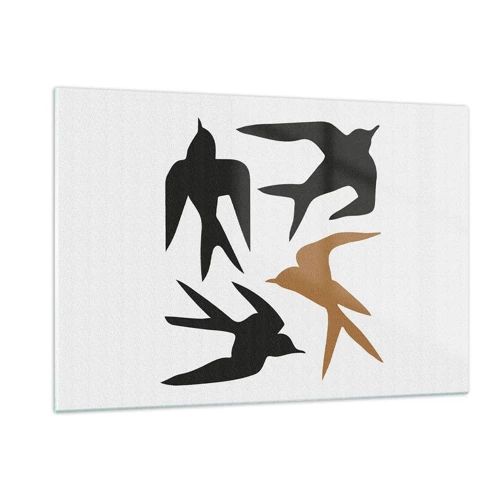 Glass picture - Swallows at Play - 120x80 cm