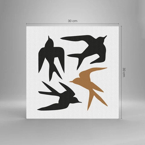 Glass picture - Swallows at Play - 30x30 cm