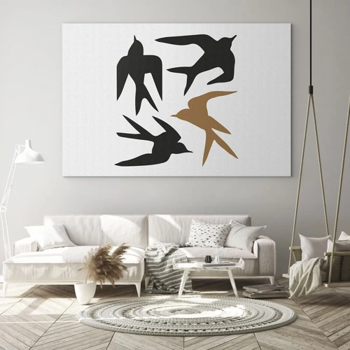 Glass picture - Swallows at Play - 70x50 cm