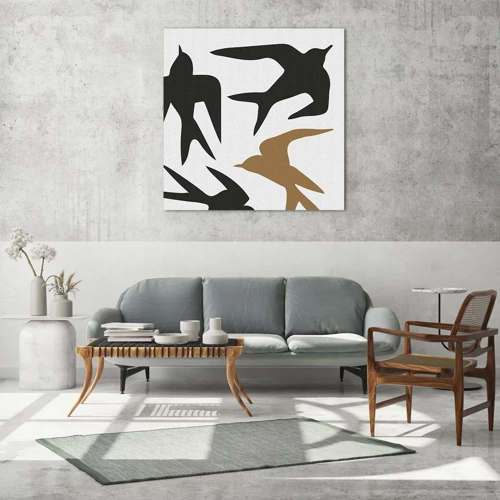 Glass picture - Swallows at Play - 70x70 cm