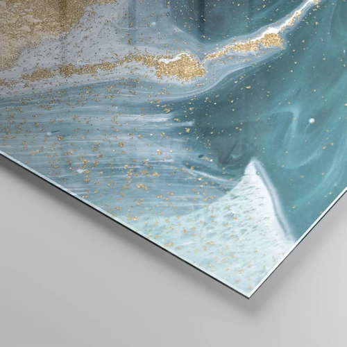 Glass picture - Swirl of Gold and Turquiose - 100x40 cm