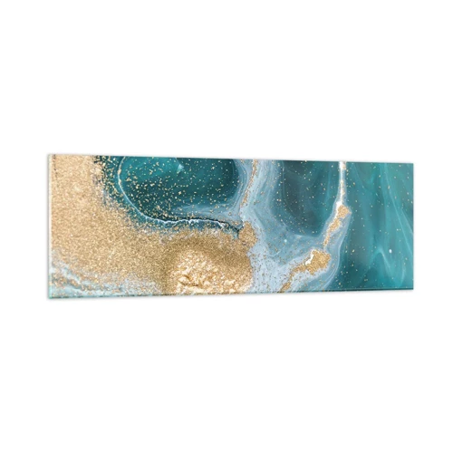 Glass picture - Swirl of Gold and Turquiose - 90x30 cm