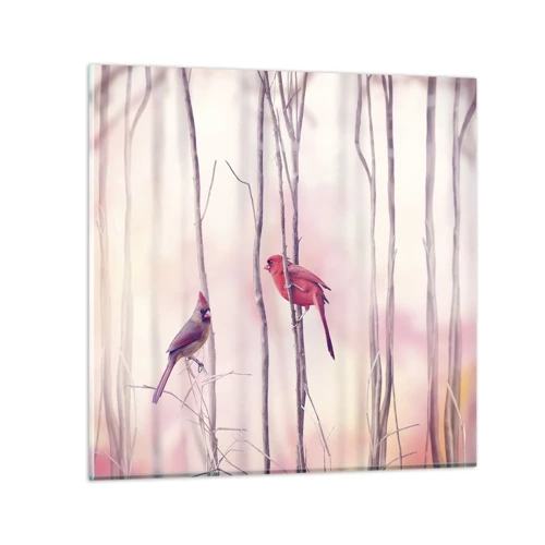 Glass picture - Tale of a Pink Forest - 30x30 cm