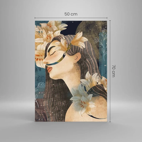 Glass picture - Tale of a Queen with Lillies - 50x70 cm